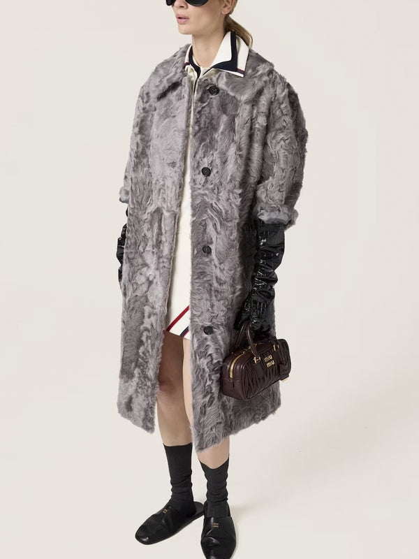 Cloudy Lambskin Fur Coat