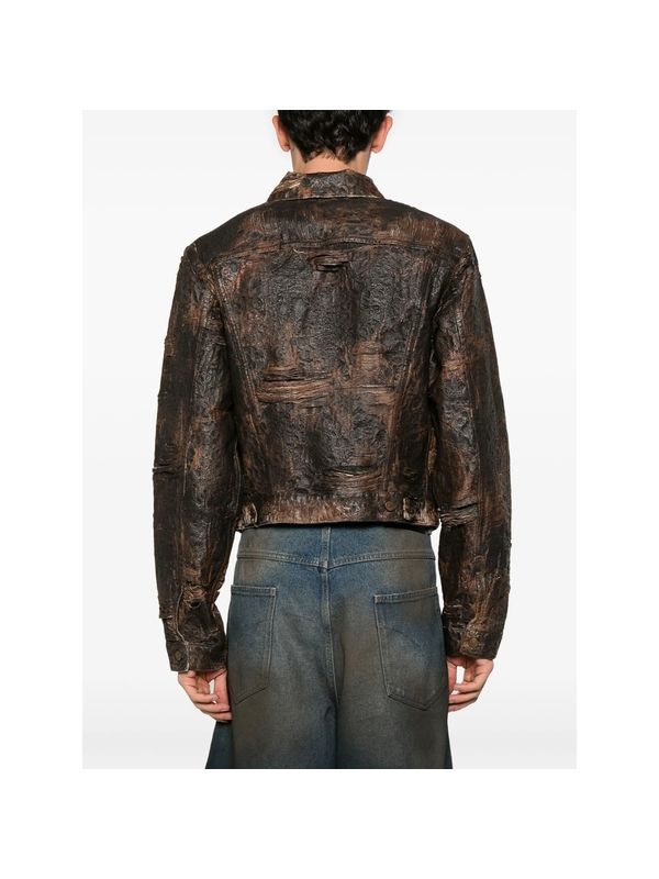 Monogram Distressed Denim Trucker Jacket