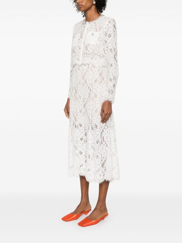 Jewel-Embellished
  Lace Long Dress