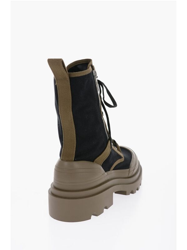 Bicolor Chunky Sole Lace-Up Boots