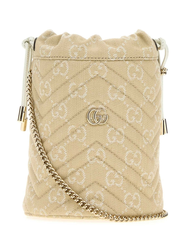 Gucci Gg Marmont Small Beige Bucket Bags