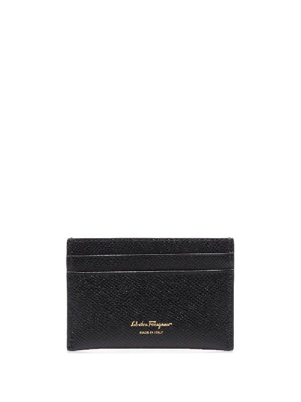 Metal Gancini Decorated Leather Card
  Holder