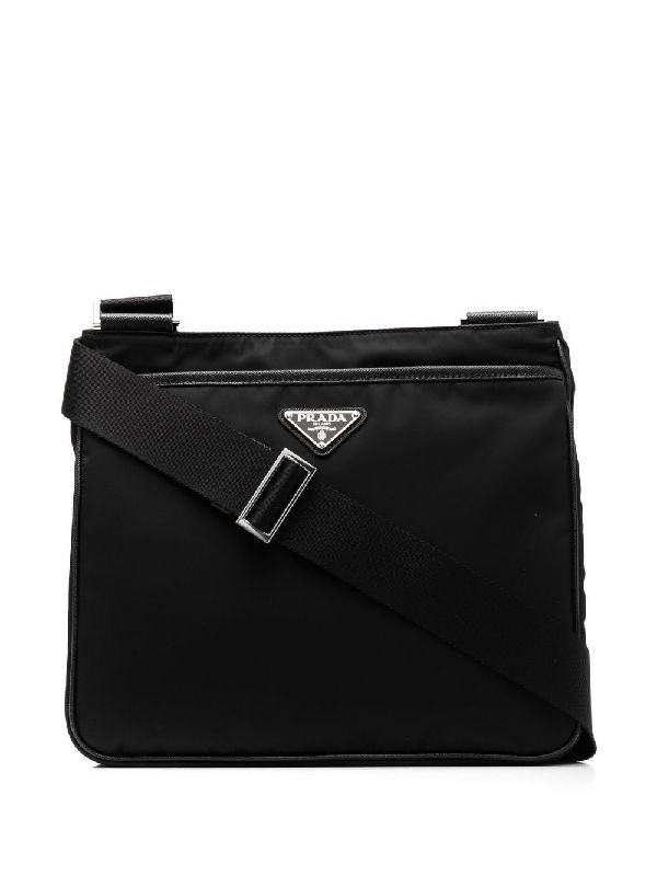 Black Nylon Saffiano Crossbody Bag