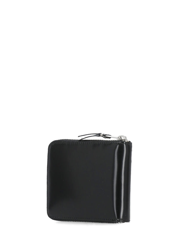 Black Leather Coin Pocket Card Holder