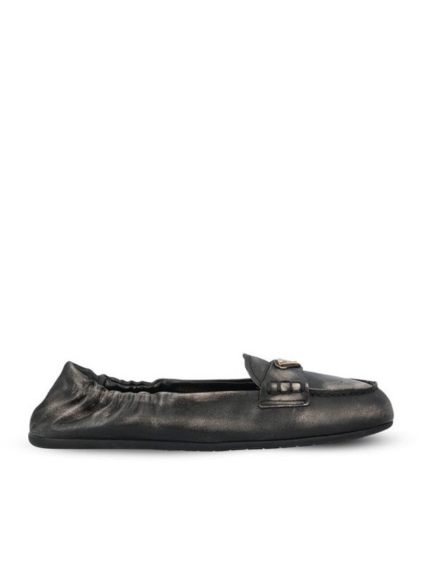 Triangle Logo Vintage-effect Leather Loafers
