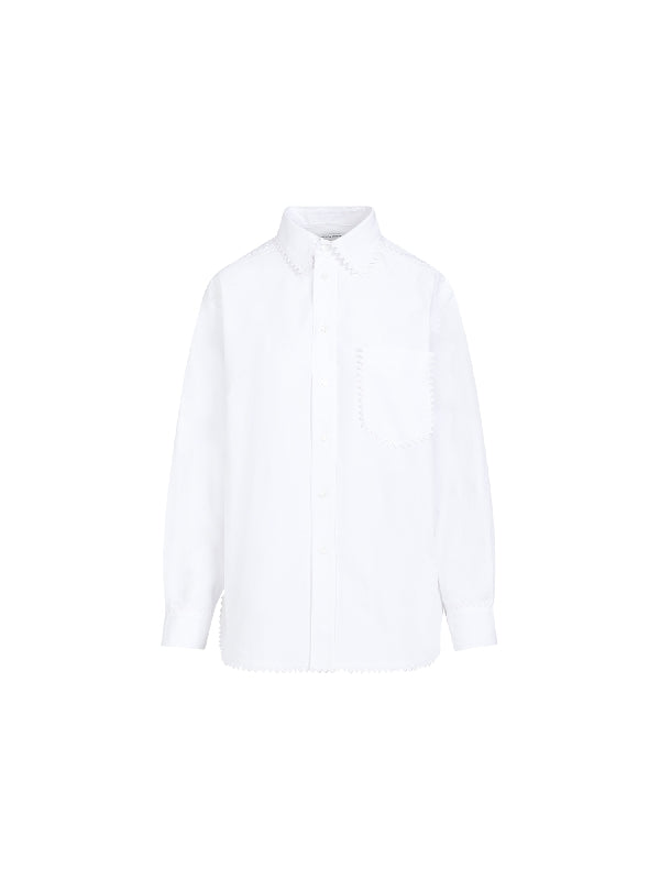 White Edge Trim Cotton Shirt