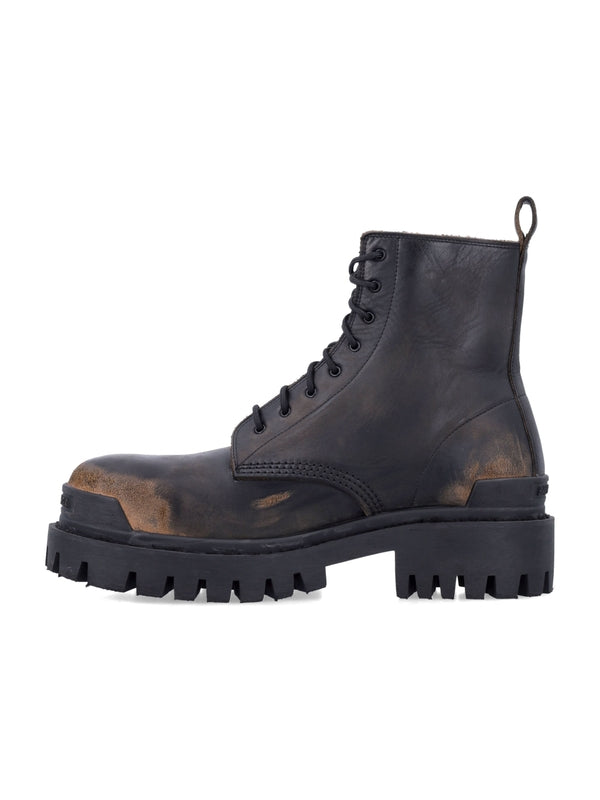 Strike Vintage Effect Leather Lace-Up
  Boots