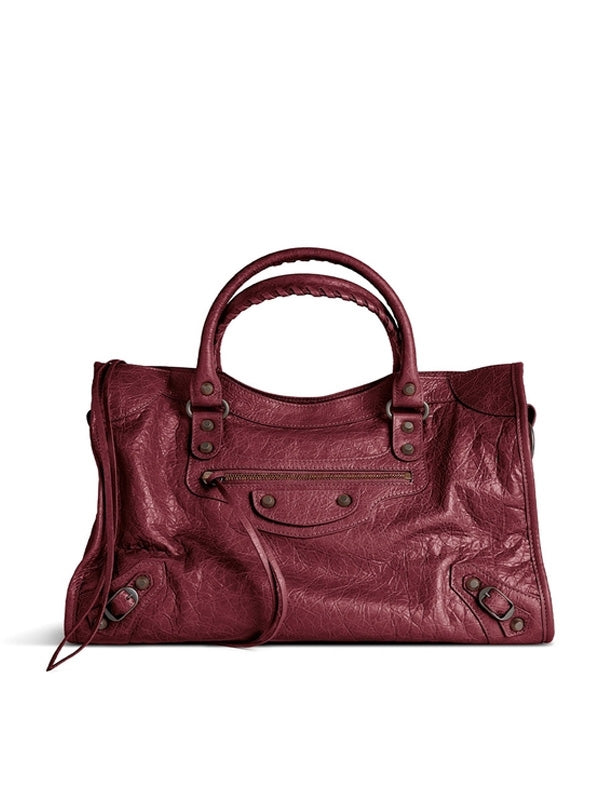 Balenciaga City Medium Burgundy Tote Bags