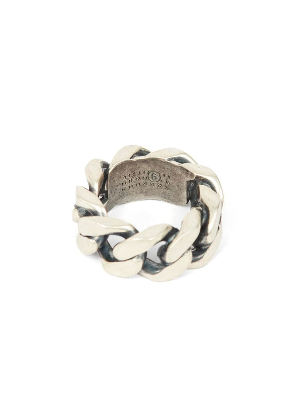 Number Engraving Chain Silver Ring