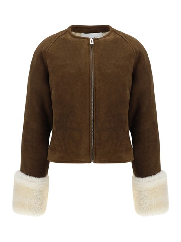 Collarless Shearling Jacket