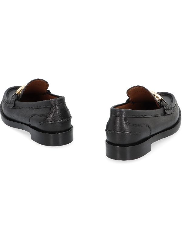 Baguette Metal Logo Leather Loafer