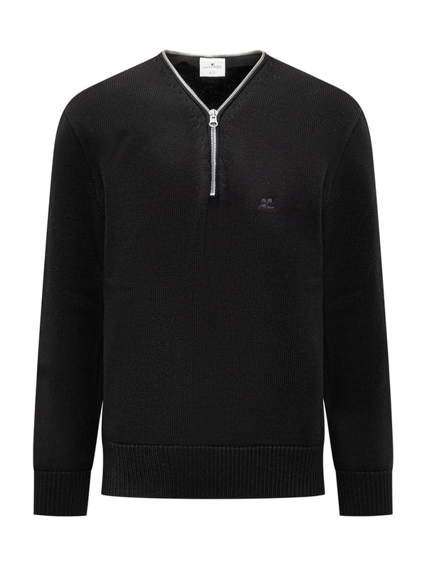 Logo Half-zip Wool Knit