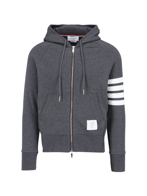 4-Bar Cotton Hooded Zip-Up