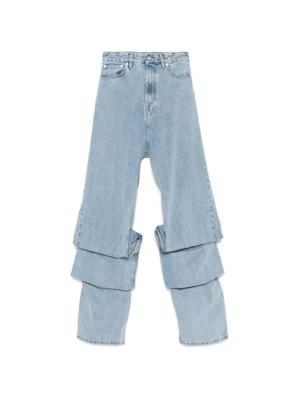 Drape Detail Denim Pants