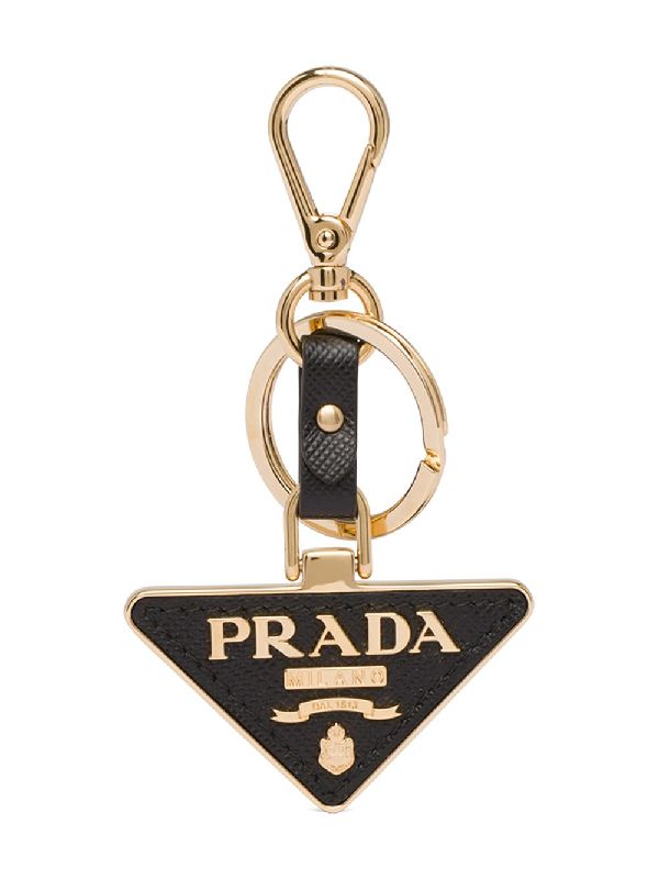 Triangle Logo Leather Keychain