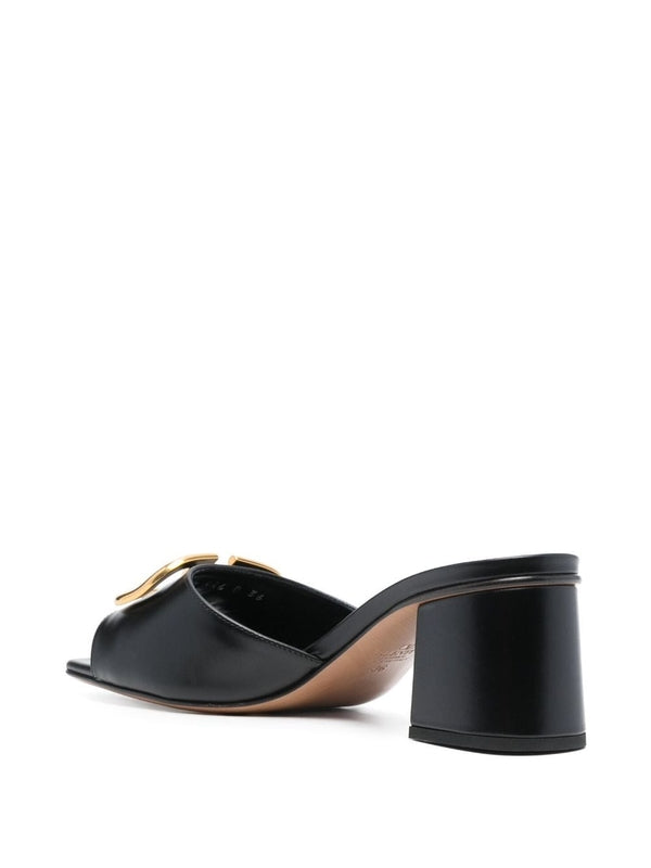 V Logo Calfskin Sandal Heels