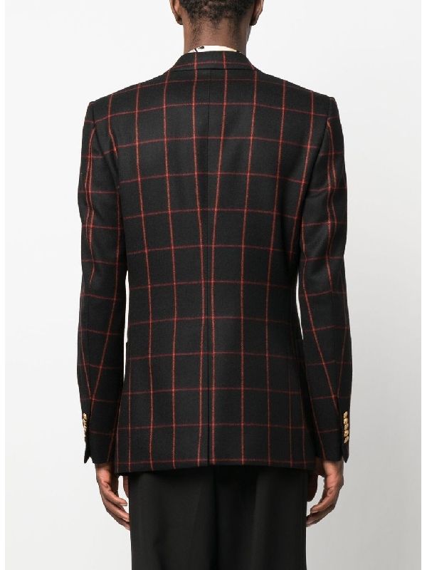 Logo Check Wool Double Jacket