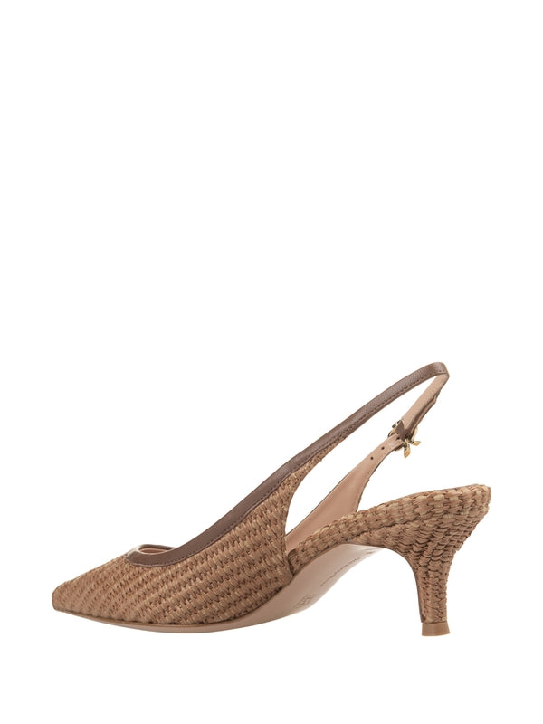 Woven Raffia Slingback Heel