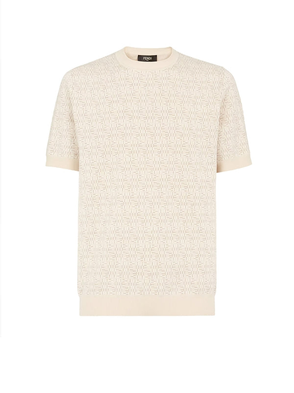 FF柄ウール半袖ニット