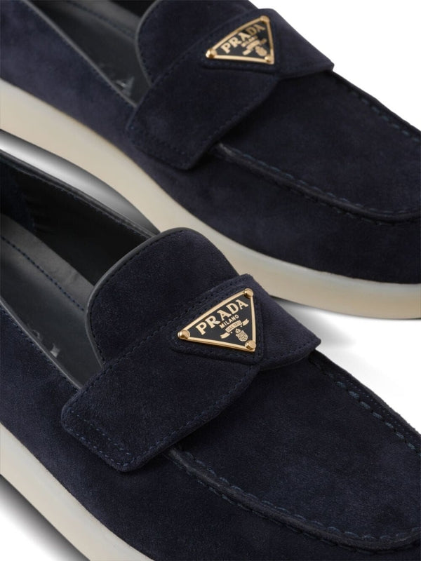 Triangle Logo Suede Loafers