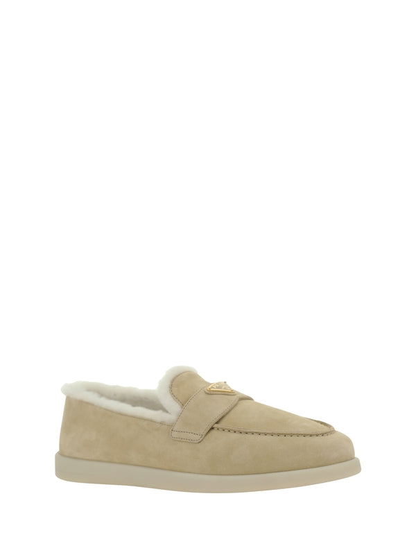 Triangle Logo Shearling Suede
  Loafers