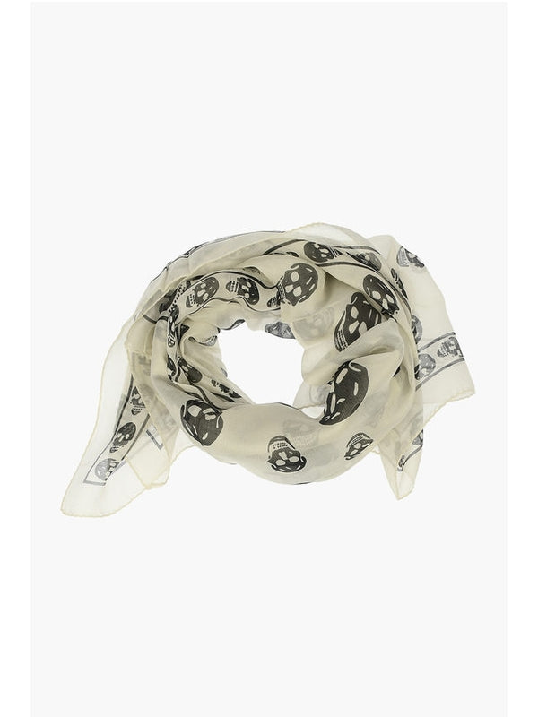 Alexander Mcqueen White Silk Mufflers