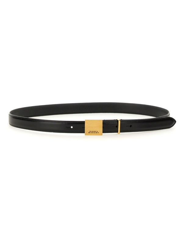 Lowell Logo Buckle Leather Belt