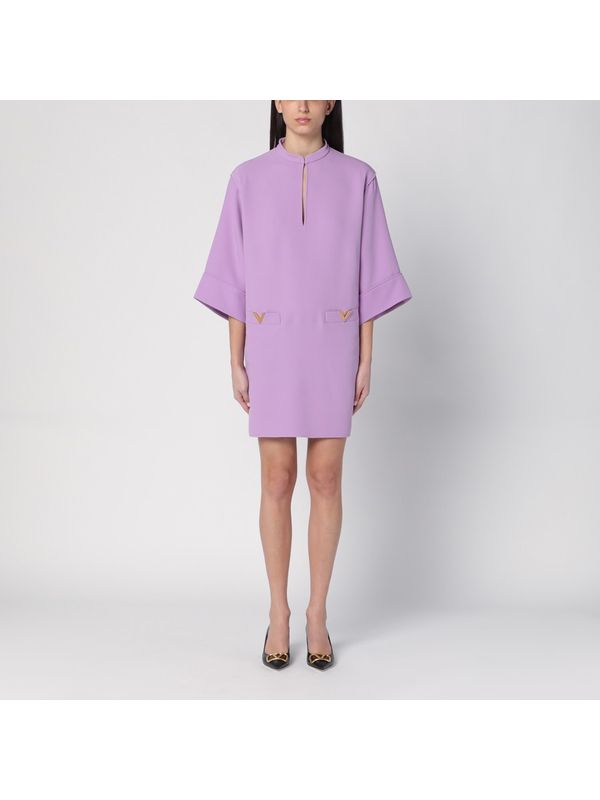 V Logo Silk Mini Dress