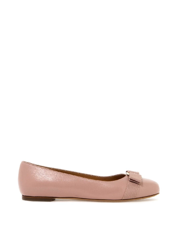 Varina Bow Leather Flat Shoes - Jente