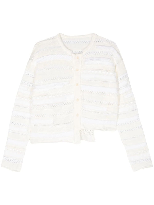 Crochet Stripe Cotton Cardigan