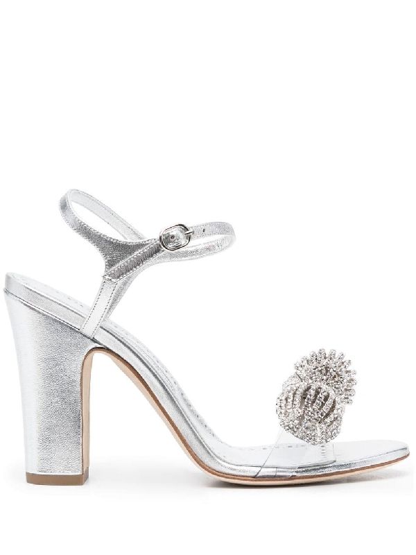 Elhob Metallic Leather Sandal Heels