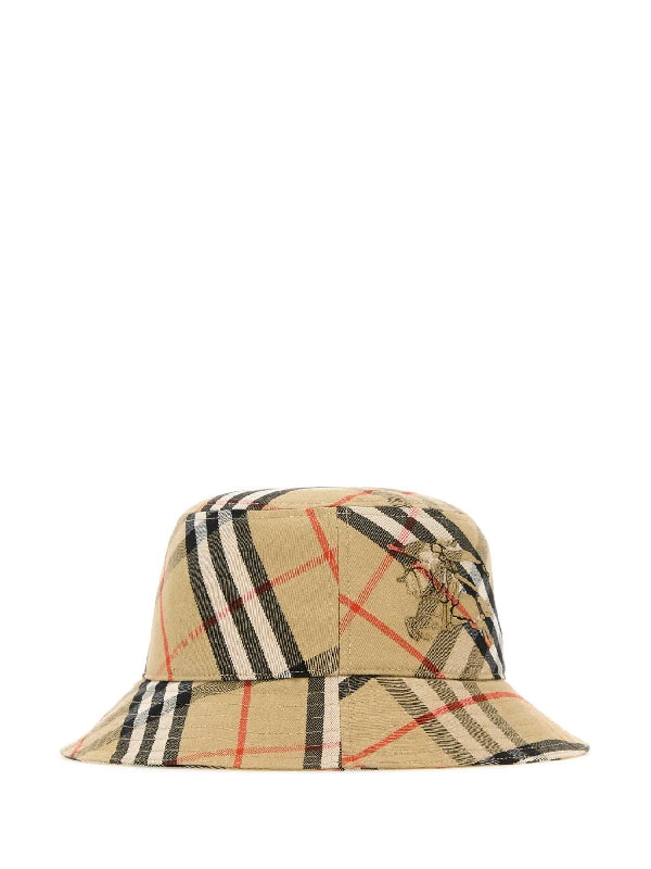 Check Cotton Blend Bucket Hat