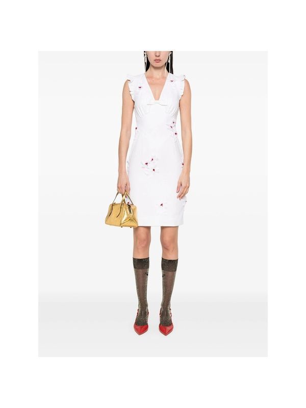 Flower Embellished Bow Detail Midi Dress