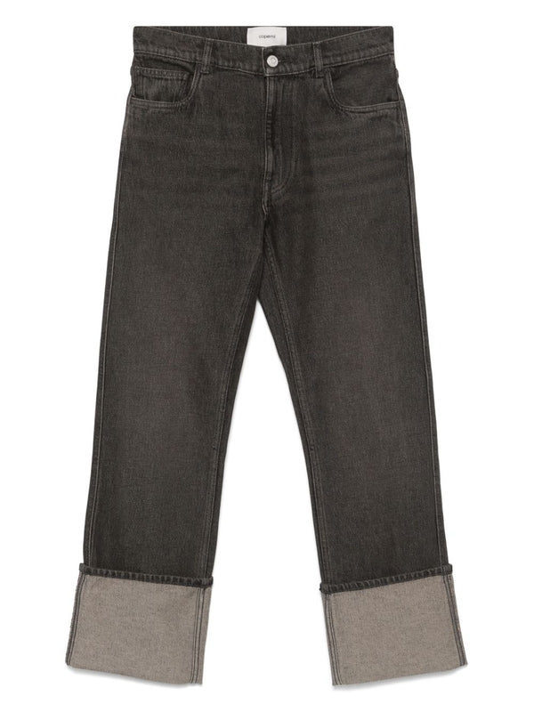 Back Logo Detail Turn-up Denim
  Pants