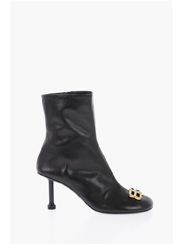 BB Logo Leather Ankle Boots