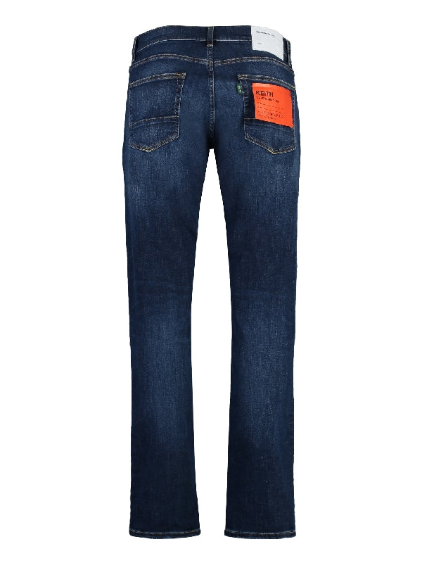 Logo Button Slim Fit Denim Pants