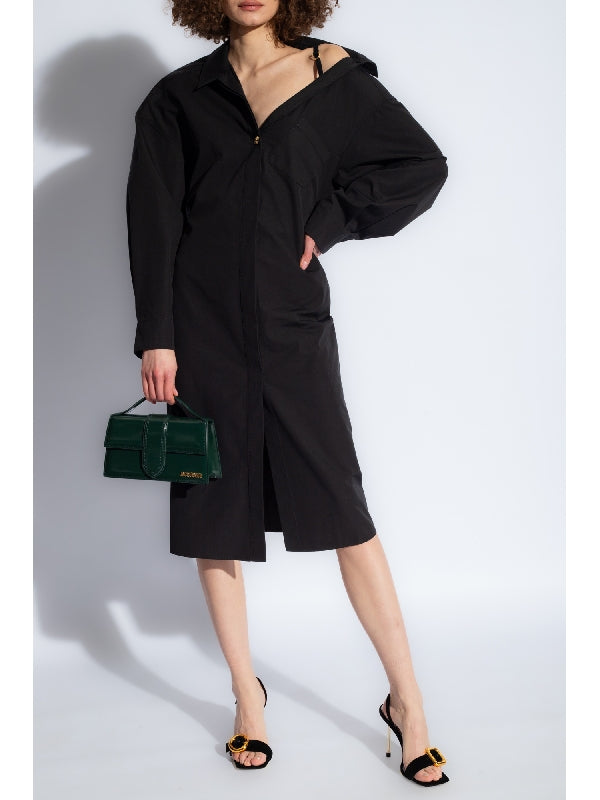 Asymmetric
  Neck Shirt Dress