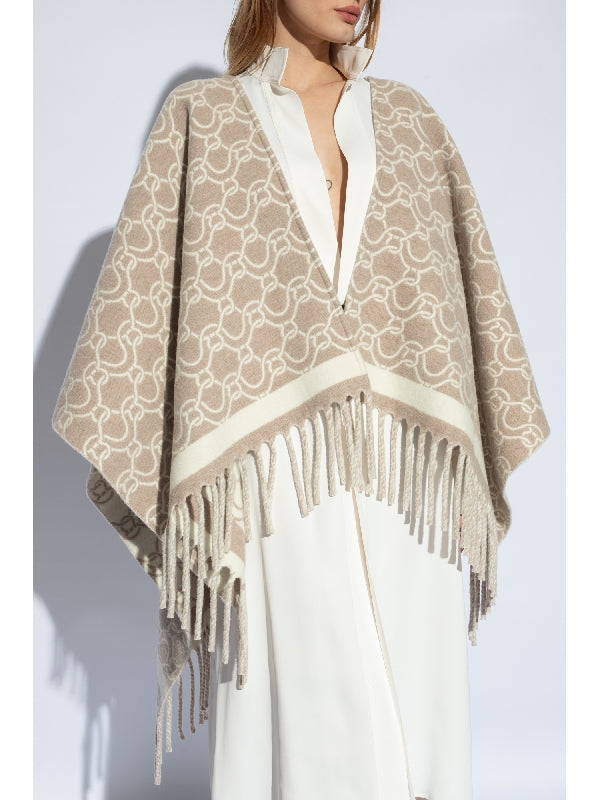 Gancini Pattern Wool Cape