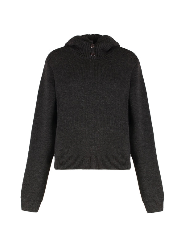 Alpaca Blend Knit Hoodie