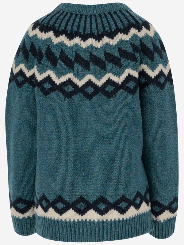 Jacquard Detail Wool Cardigan