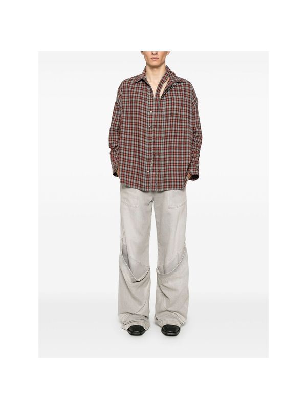 Evergreen Check Pattern Cut-out Shirt