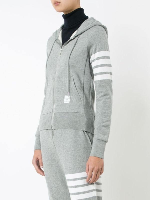 4-Bar Cotton Hooded Zip-Up