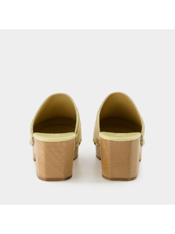 Bibi Leather Wood Platform Clog