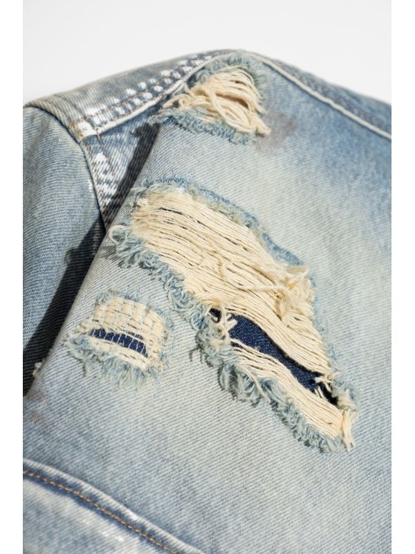 Distress Cotton Denim Shirt