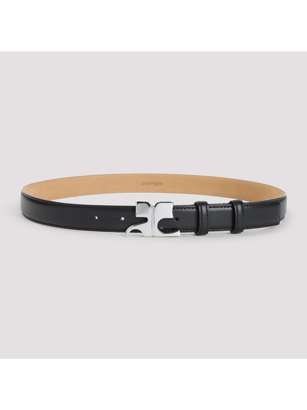 Metal Logo Leather Belt