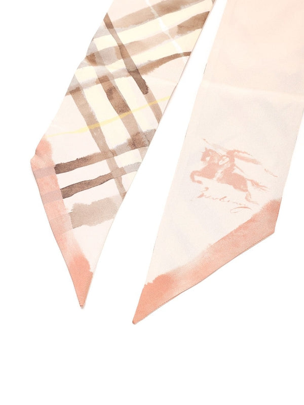 Check Pattern Silk Twill Scarf