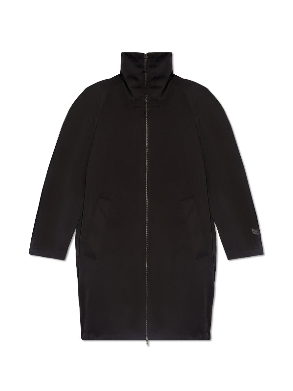 Back Pleat
  Panel High Neck Parka