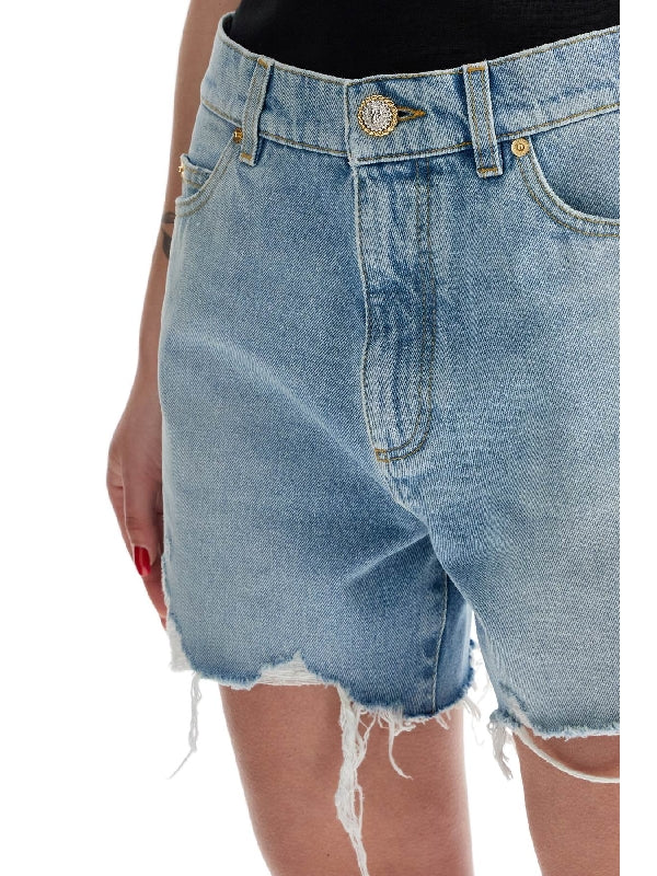 Back Logo Distressed Denim Shorts - Jente