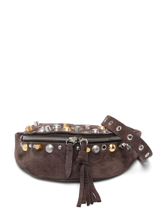 V Logo Trim Detail Suede Belt
  Bag