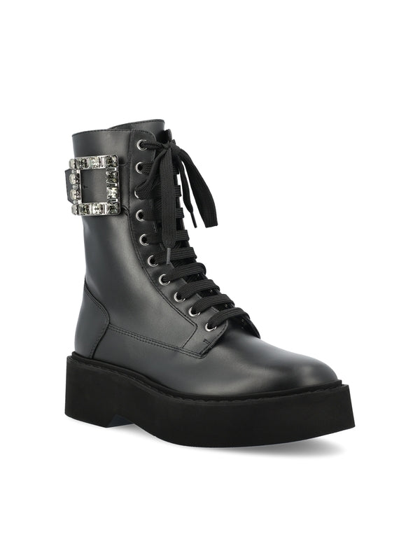 Crystal Buckle Lace-up Shoes - Jente